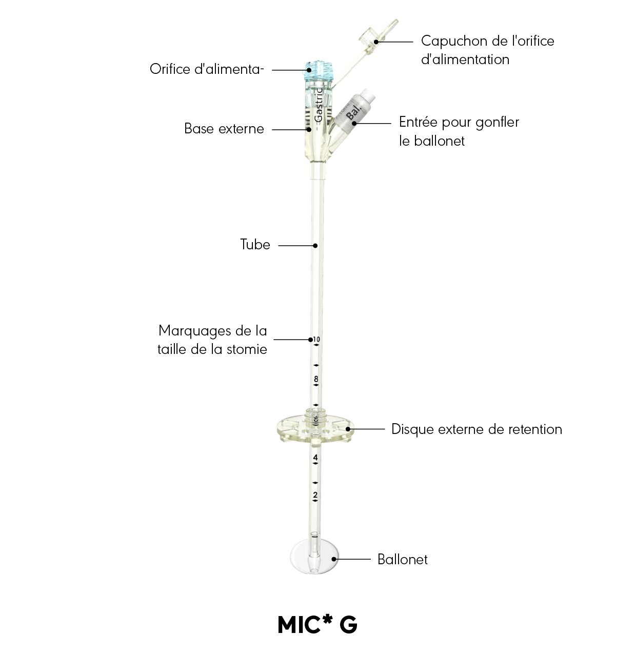 Schéma produit de la sonde de gastrostomie MIC*